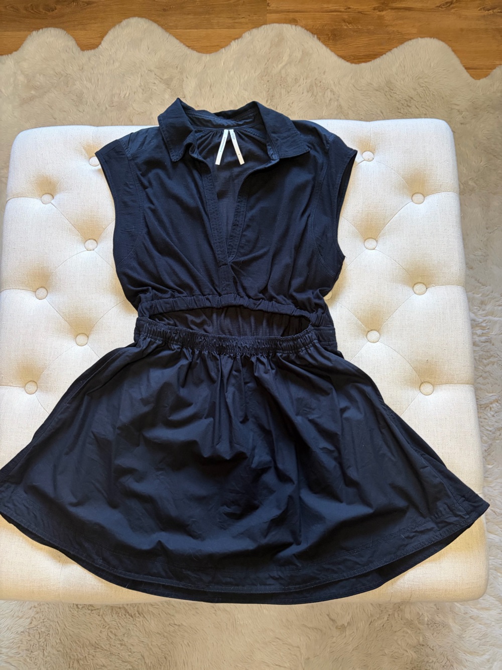 Anthropologie Black Collared Cutout Waist Dress - Women- med